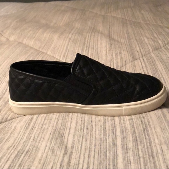 Black Quilted Slip on Sneakers - Picture 2 of 5